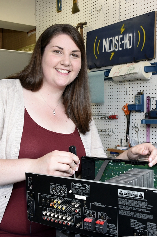 Kristina Rickard was just 15 years old when she started college at the College of Southern Maryland through the dual enrollment program. Since then, Rickard has thrived. Now a physicist for Naval Air Systems Command, or NAVAIR, she has made strides professionally and personally, and has even invented and created a technology to capture energy from sound -- a feat that many people have told her was impossible. Here she shows her home workshop where her efforts began.