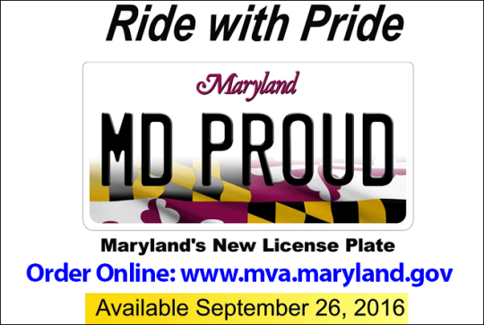 The new Maryland Proud license plate.