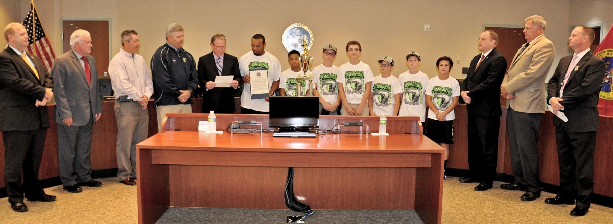 Commissioners honored the Southern Maryland Elite 12U baseball team for winning the Cooperstown All Star Village Tournament. (Photo: St. Mary's Co. Government)