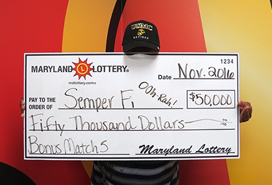 A retired U.S. Marine from Charles Co., who elected to remain anonymous, won his 2nd Bonus Match 5 top prize in 2 years.