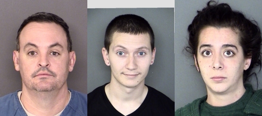 Left to right: Jason Michael Reintzell; Kyle William Sullivan; and Brittany Ann Vega.
