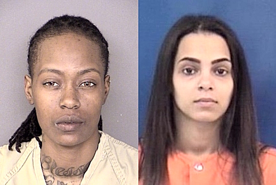 Latece Greer, 28, of Leonardtown, and Shauquetta Dotson, 26, of Prince Frederick. (Booking photos via MSP)