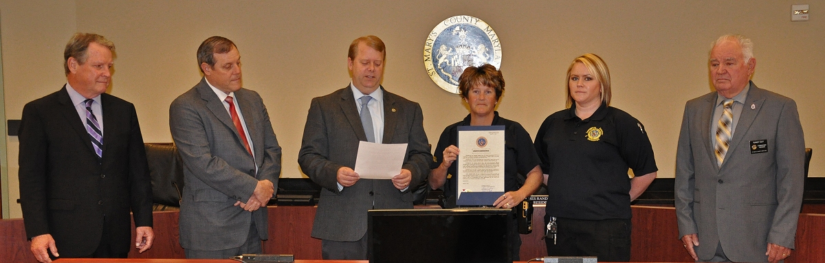 Commissioners honored Animal Control Officers and staff during National Animal Care and Control Appreciation Week proclamation ceremony. (Photo: St. Mary's Co. Gov.)