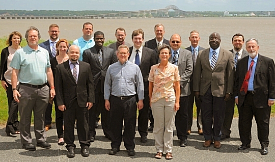 DAHLGREN, Va. – The Joint Aegis Advanced Capability Build 20 Ballistic Missile Defense 6.0 Team is pictured prior to receiving the Award of Merit for Group Achievement from Naval Surface Warfare Center Dahlgren Division (NSWCDD) leadership at the command's annual honor awards ceremony on May 17, 2017. The team was recognized for their execution of critical engineering activities leading to the successful execution and formal closure of the Joint ACB 20 system requirements review and system functional review. "This large and diverse enterprise team played a critical part in passing this phase of development for Aegis Baseline 10, the most capable combat system in history," according to the citation. The team members are William Pedler, Raul Lopez, Antonio Samuel, Mark Bailey, Scott Reed, Thomas Wimberly, Mark Carpenter, Jose Diaz-Santos, Adam Scharl, Justin Allen, Bradley Blocksom, Paul Brastrom, Jonathan Brown, Samuel Carniol, Bryan Cobbler, James Dove, Katherine Doyle, Garret Faulds, Ashby Hall, Joshua Hickland, Tran Kieu-Trang, Roderick Lee, Brian Peake, Laura Ruff, Samuel Scott, William Seale, Joshua Shiben, Karen Shuttleworth, Wildin Simon, Mark Thorsted, Steven West, and Hazim Youssef. (U.S. Navy photo by George Smith/Released)