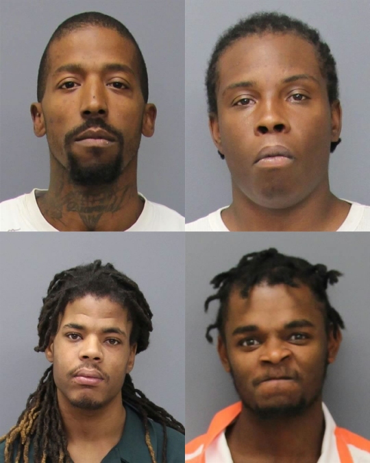 Nathan Ellsworth Proctor, 34, of Bryans Road; Corey Kelton, 25, of Marbury; Anthony Walls, 23, of Indian Head; and Tyrel Adams, 20, of Indian Head.