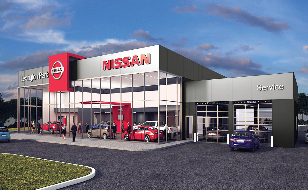 Artist's rendering of the new Nissan dealer coming to Lexington Park. It is called a NReady 2.0 facility by Nissan.