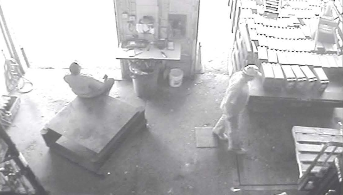 This surveillance photo shows thieves with a truck full of batteries stolen from cellular phone towers. The batteries allow cell phone service to operate in the event of loss of commercial power. Lives can theoretically be placed at risk in the case of someone calling for emergency help during a power outage and having to rely on cell towers with missing batteries.