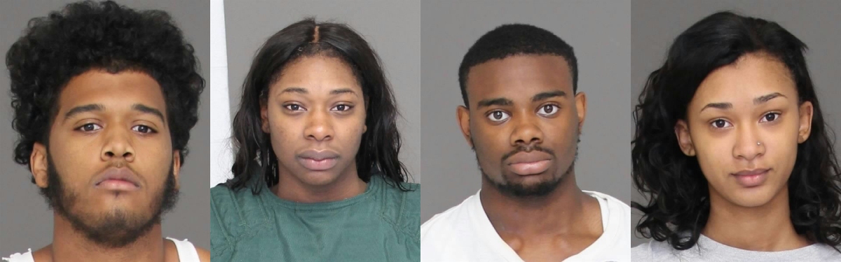 From left to right: Kevin Averell Jones,18; Talivah Laraiah Salahuddin, 17; Tyreq Kaylin Tilghman,18; and Shanya Imari Milstead, 17, all of Waldorf, Md. (Booking photos via CCSO)