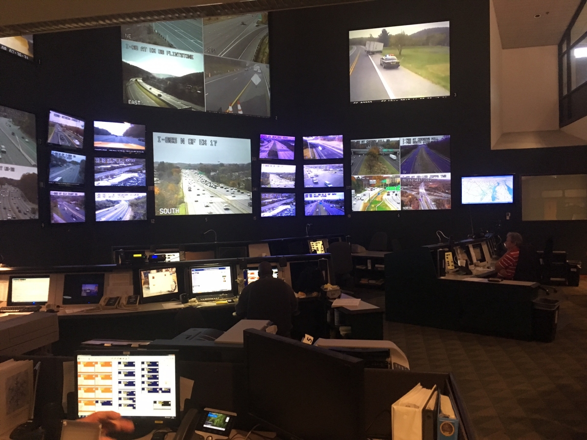 The main control room for the State Highway Administration, pictured here on Nov. 8, in Hanover, is where head administrators meet during winter storms to devise a plan for road cleanup. (Photo: Josh Schmidt)