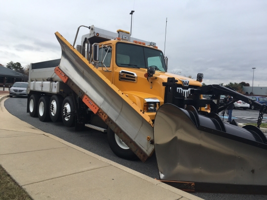 The State Highway Administration has bough nine new "quad axle" trucks to supplement their standard fleet. These new trucks, pictured here Nov. 8, 2017, in Hanover, can carry more than double the amount of salt and 40 more gallons of fuel. (Photo: Josh Schmidt)