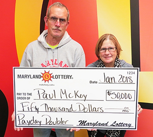 The Payday Doubler scratch-off delivered a taxes-paid $50,000 prize to lucky Paul and Beth McKoy of Calvert County.