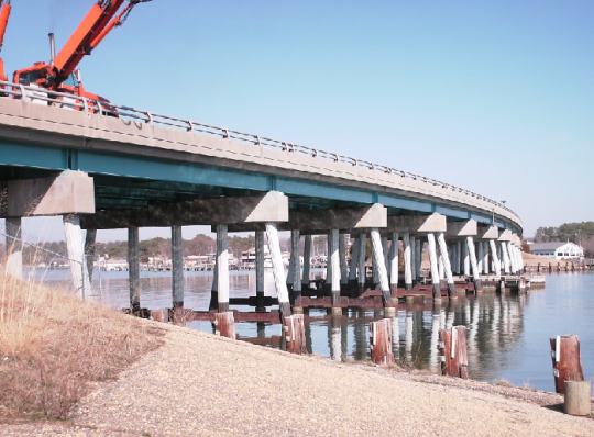 MDOT SHA photo: Built in 1963, the MD 254 (Cobb Island Road) Bridge over Neale Sound is being replaced.