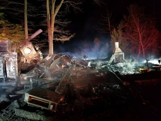 The aftermath of the fire on the 12600 block of Cheyenne Lane in Lusby early Saturday morning.