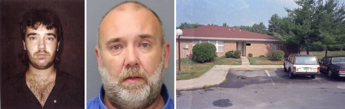 Left: Vincent Wayne Jones at a younger age (He was 25 at the time of the rape). 
			Center: Jones now at age 51 (booking photo). Right: The house where 
			the rape occurred in 1993.