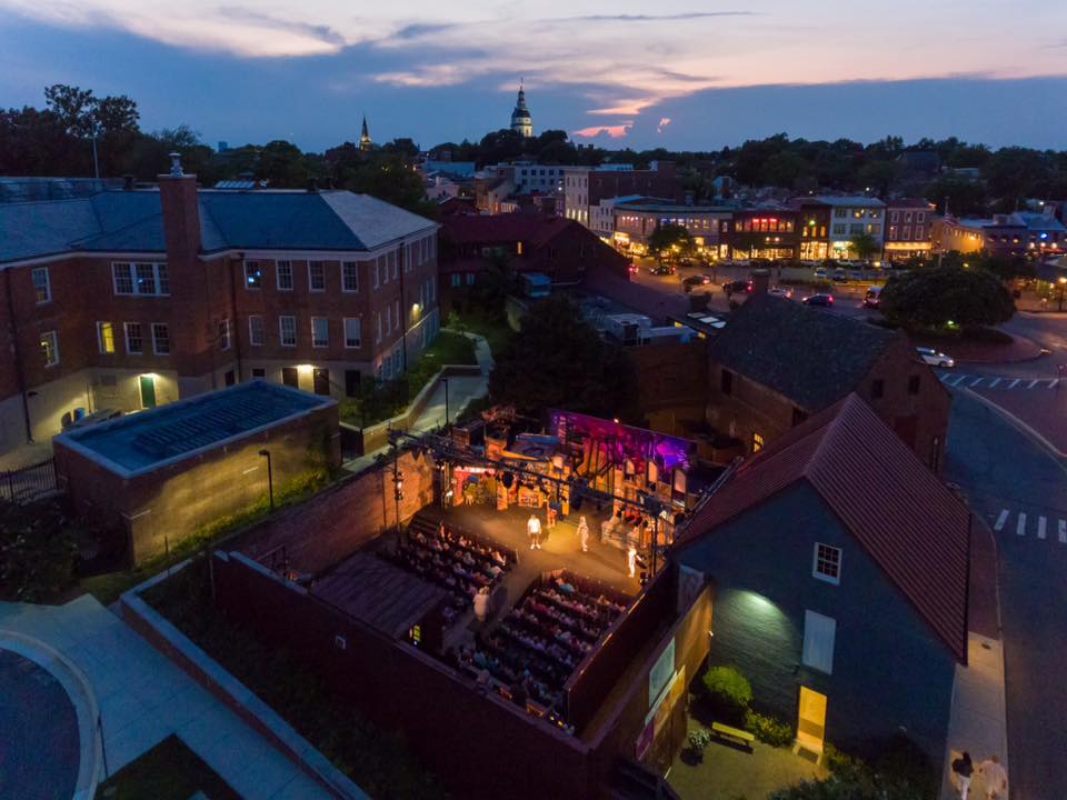 Annapolis Summer Garden Theatre in Annapolis, Maryland, by drone view. (Photo Courtesy of the Annapolis Summer Garden Theatre)