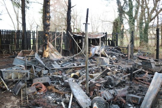 The remnants of a debris fire at 7730 Kent Drive, Charlotte Hall which claimed the life of one man. (Photo: State Fire Marshal)