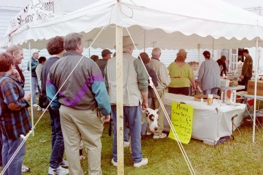 Standing in line for fried oysters.